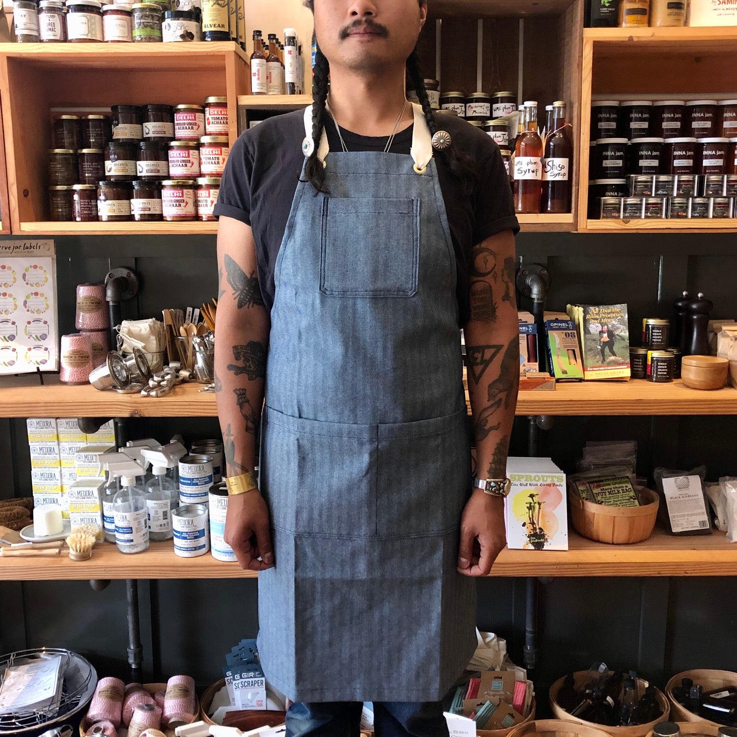 Denim Apron by MoMurray Indigo Herringbone - Preserved Oakland