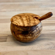 Olive Wood Salt Cellar with Spoon